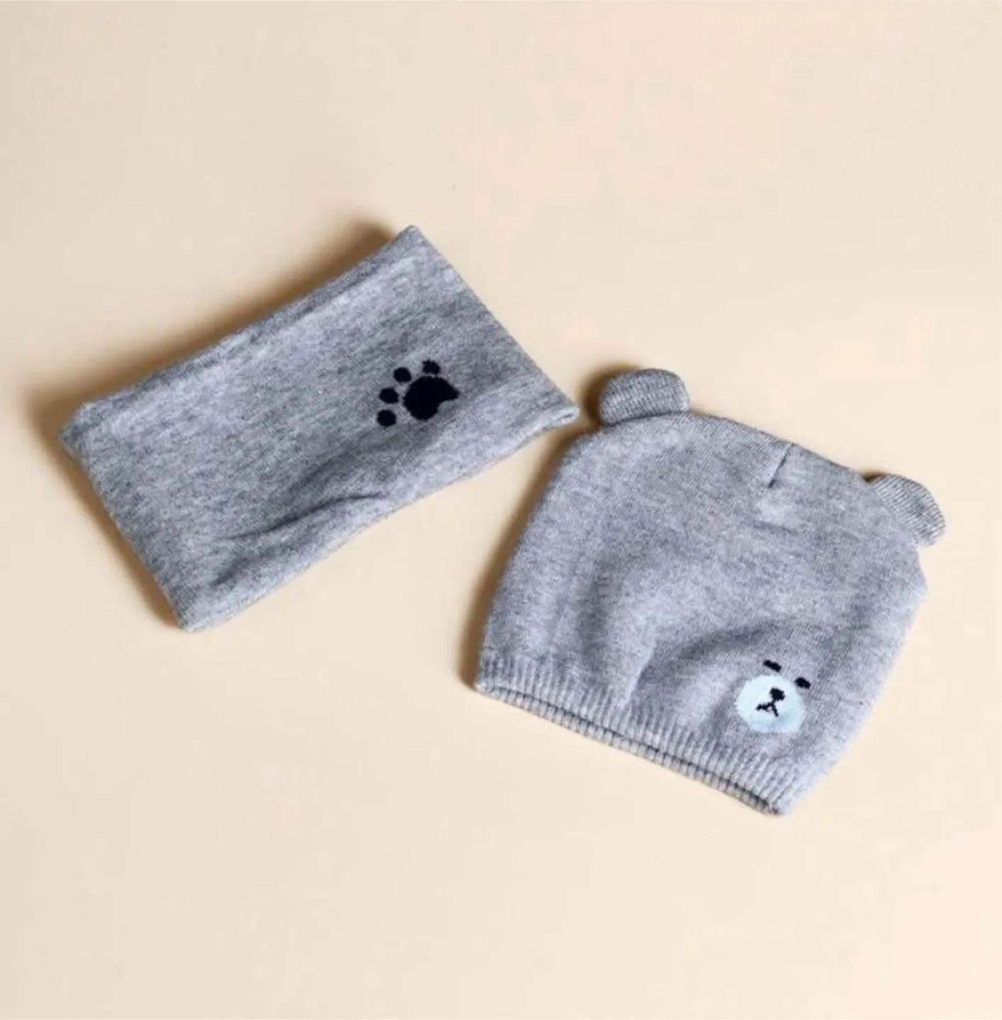 Berand new Bear Hat and Neck Warmer Set image indicator(2)