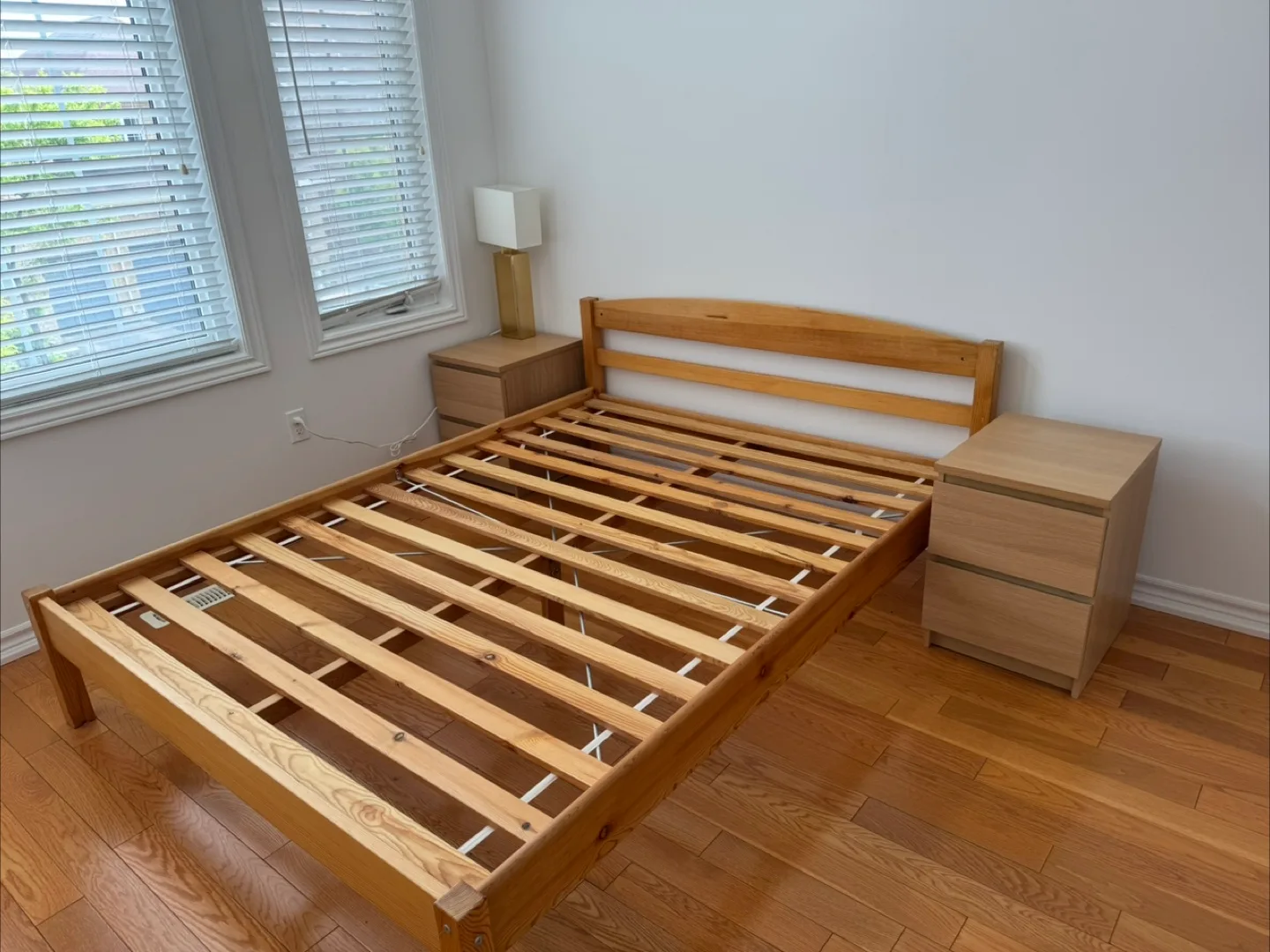 Queen size bed frame + 2 IKEA bedside table thumbnail