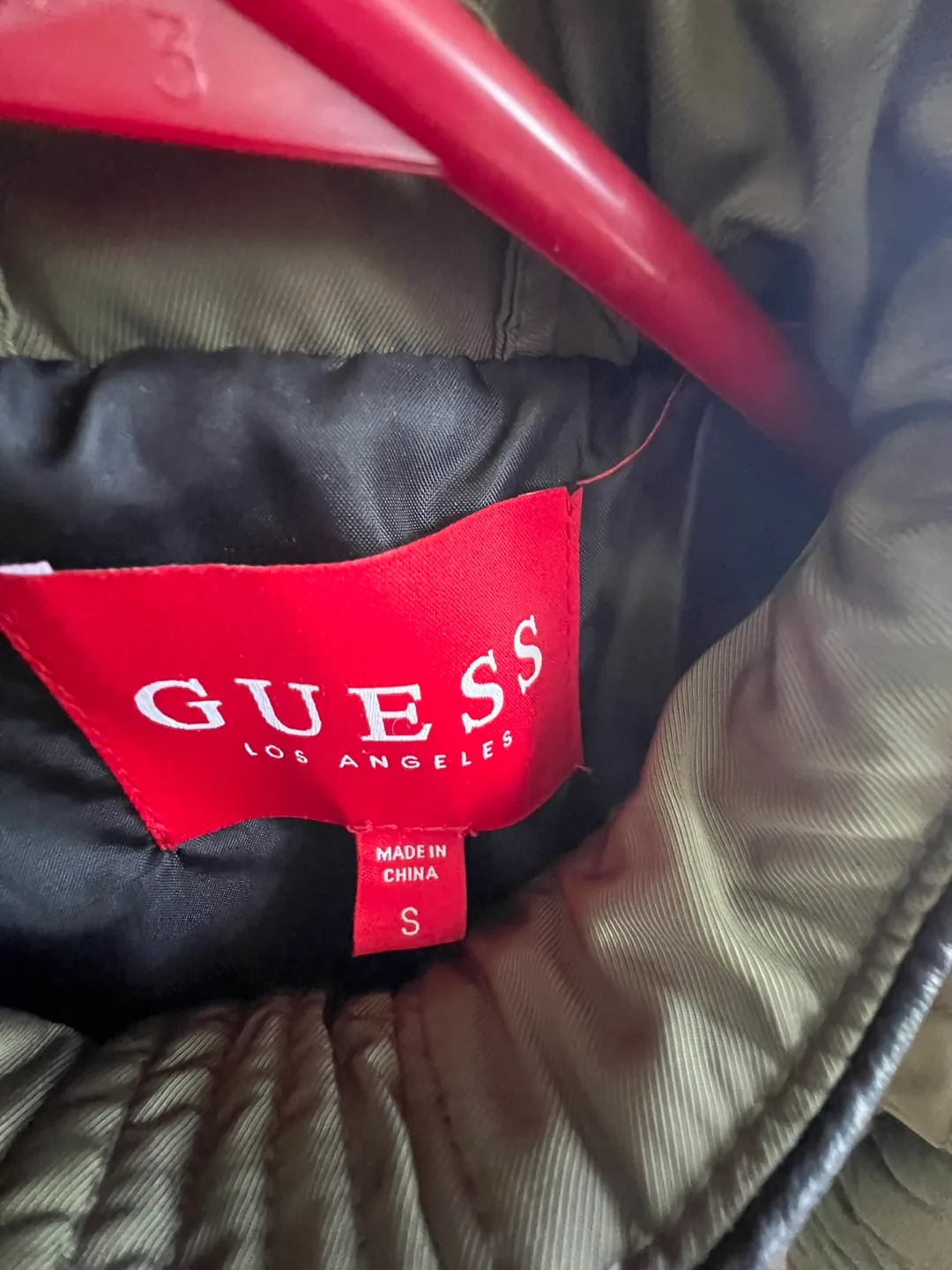 GUESS Quilted Olive Green Jacket - Size S image indicator(2)