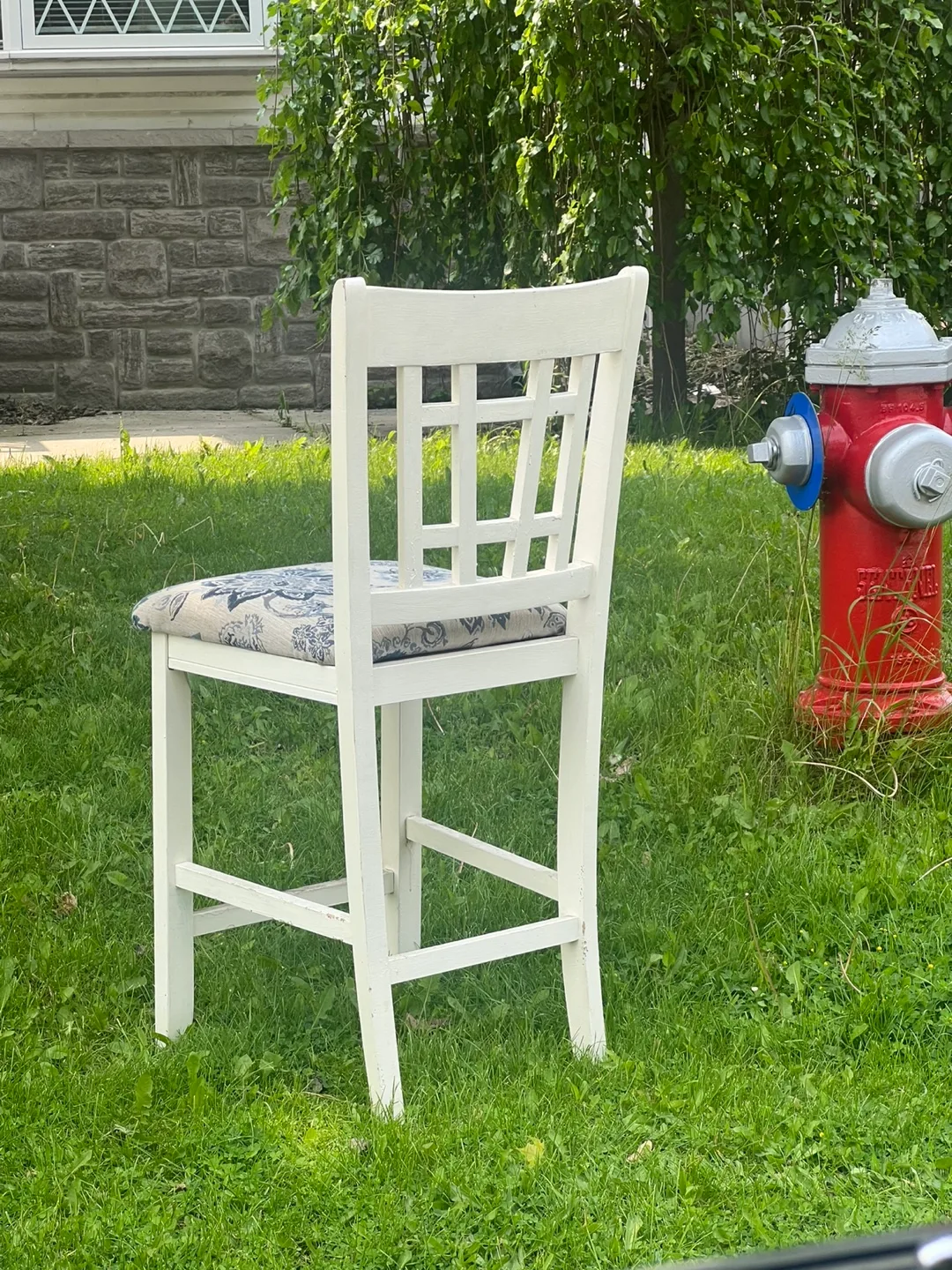 White Chair with Floral Seat thumbnail