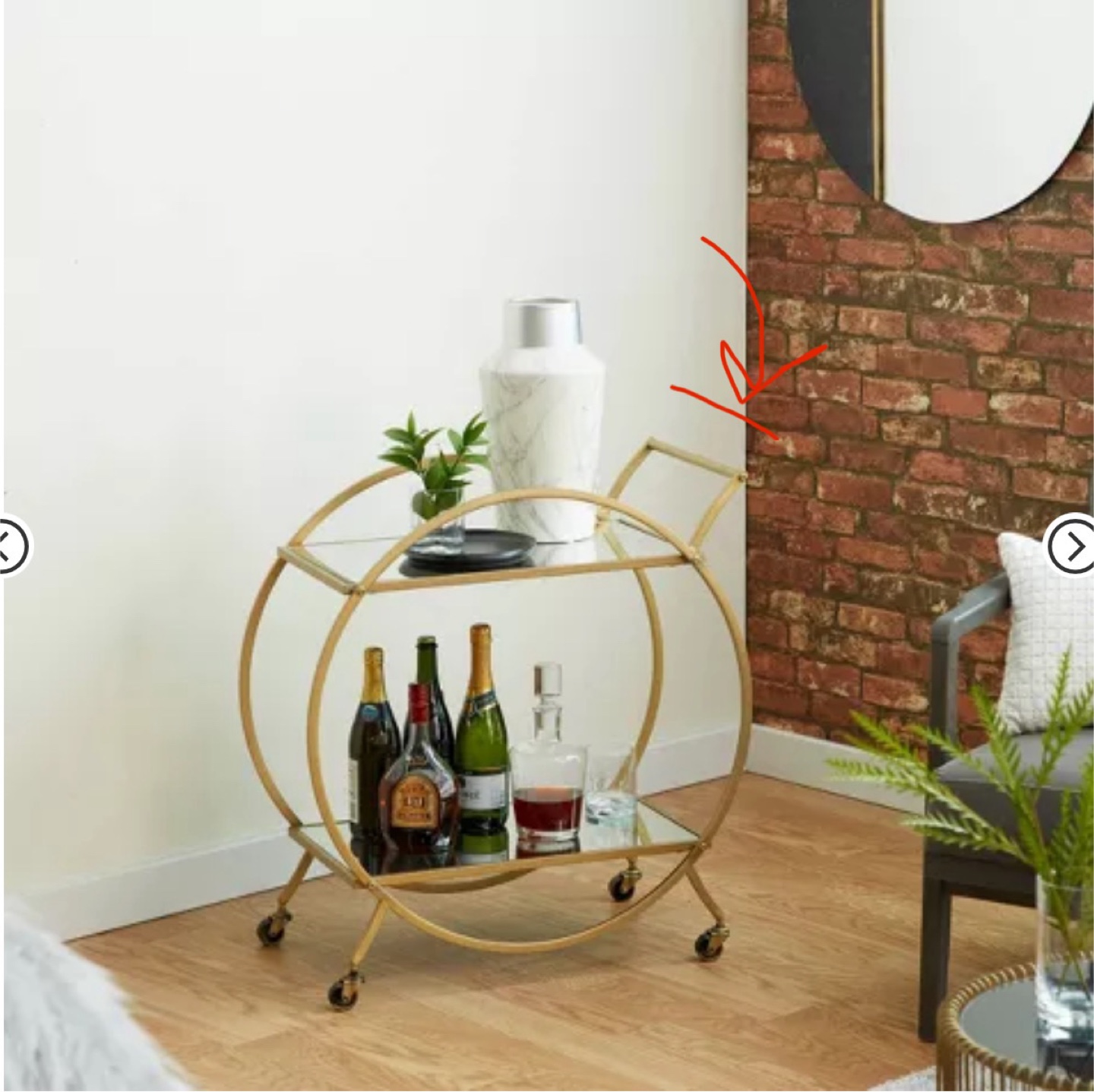 Gold Rolling Bar Cart - photo 5