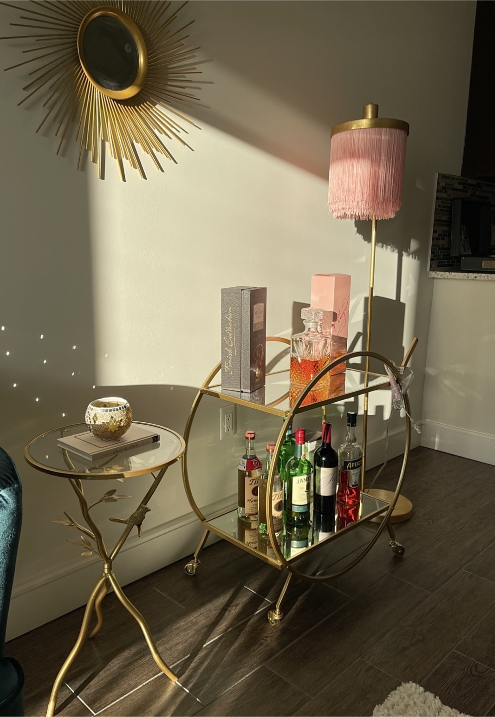 Gold Rolling Bar Cart