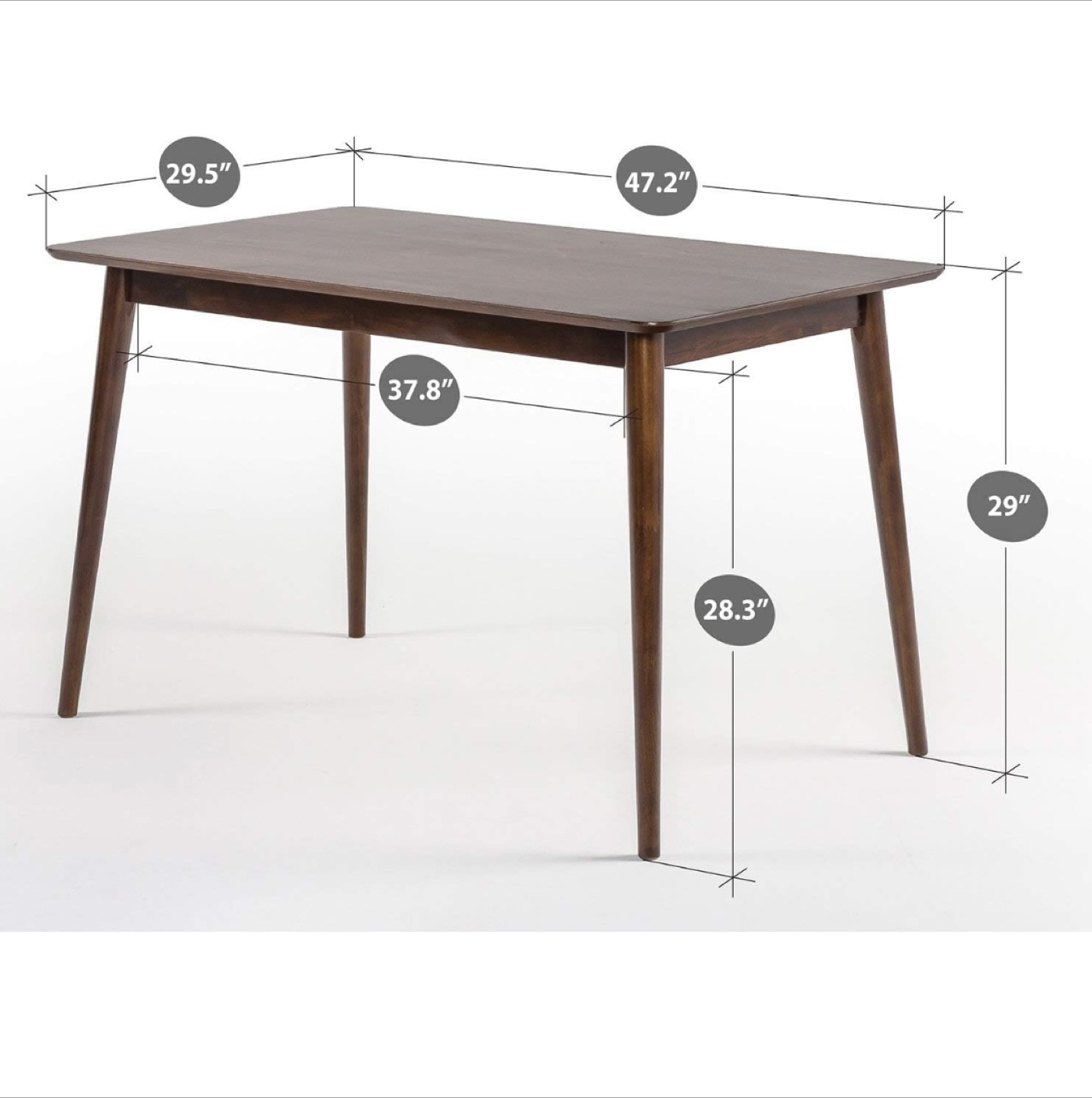 Zinus Espresso Wood Dining Table & 2 Ashley Chair Set - photo 3