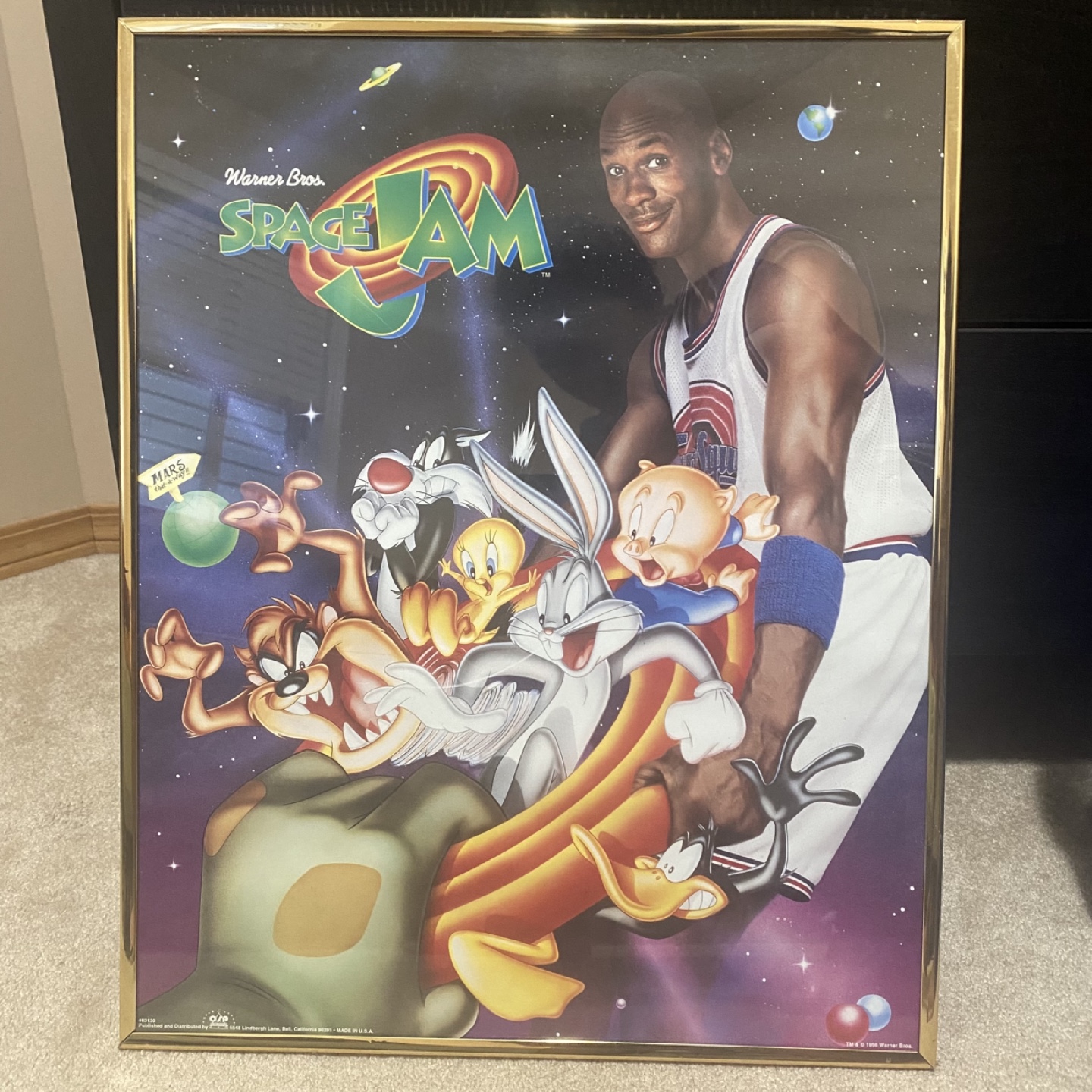 1996 Space Jam Movie Poster Framed