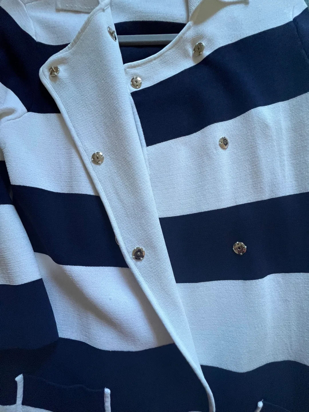 Striped Knit Sweater Coat image indicator(2)