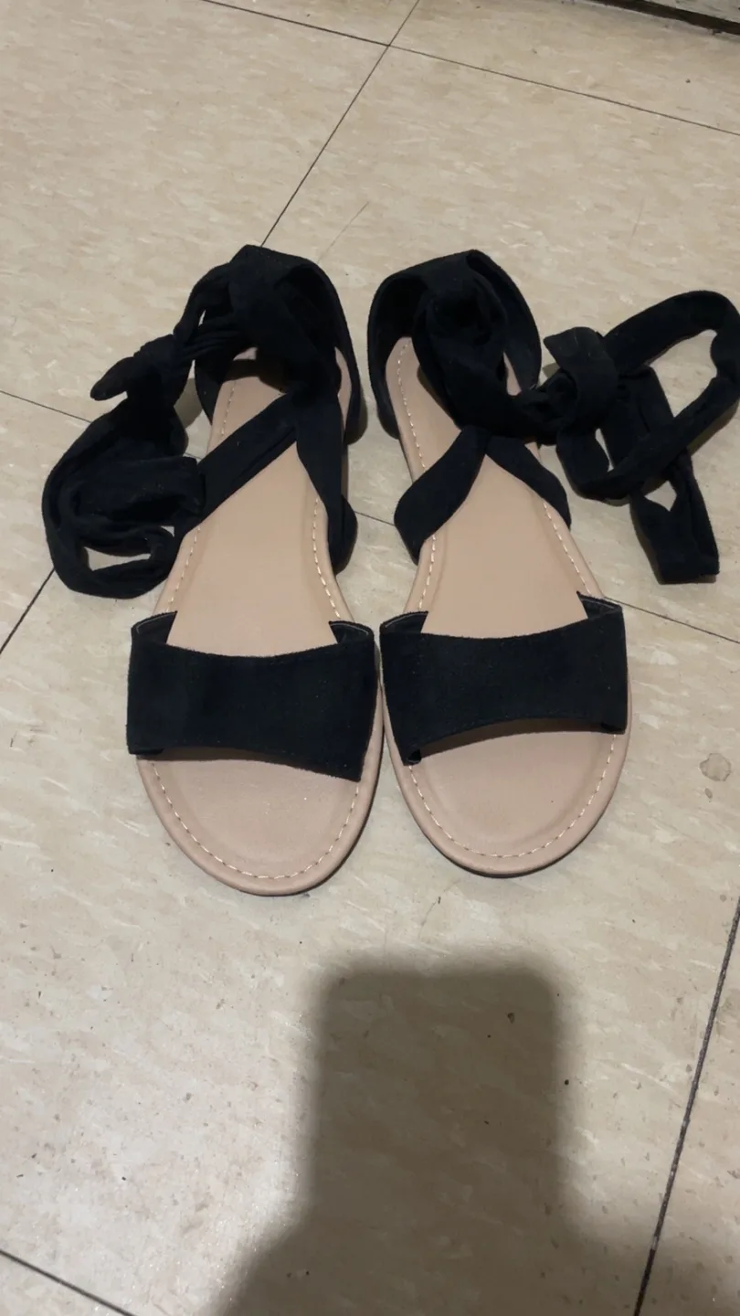 Black Tie-Up Sandals thumbnail