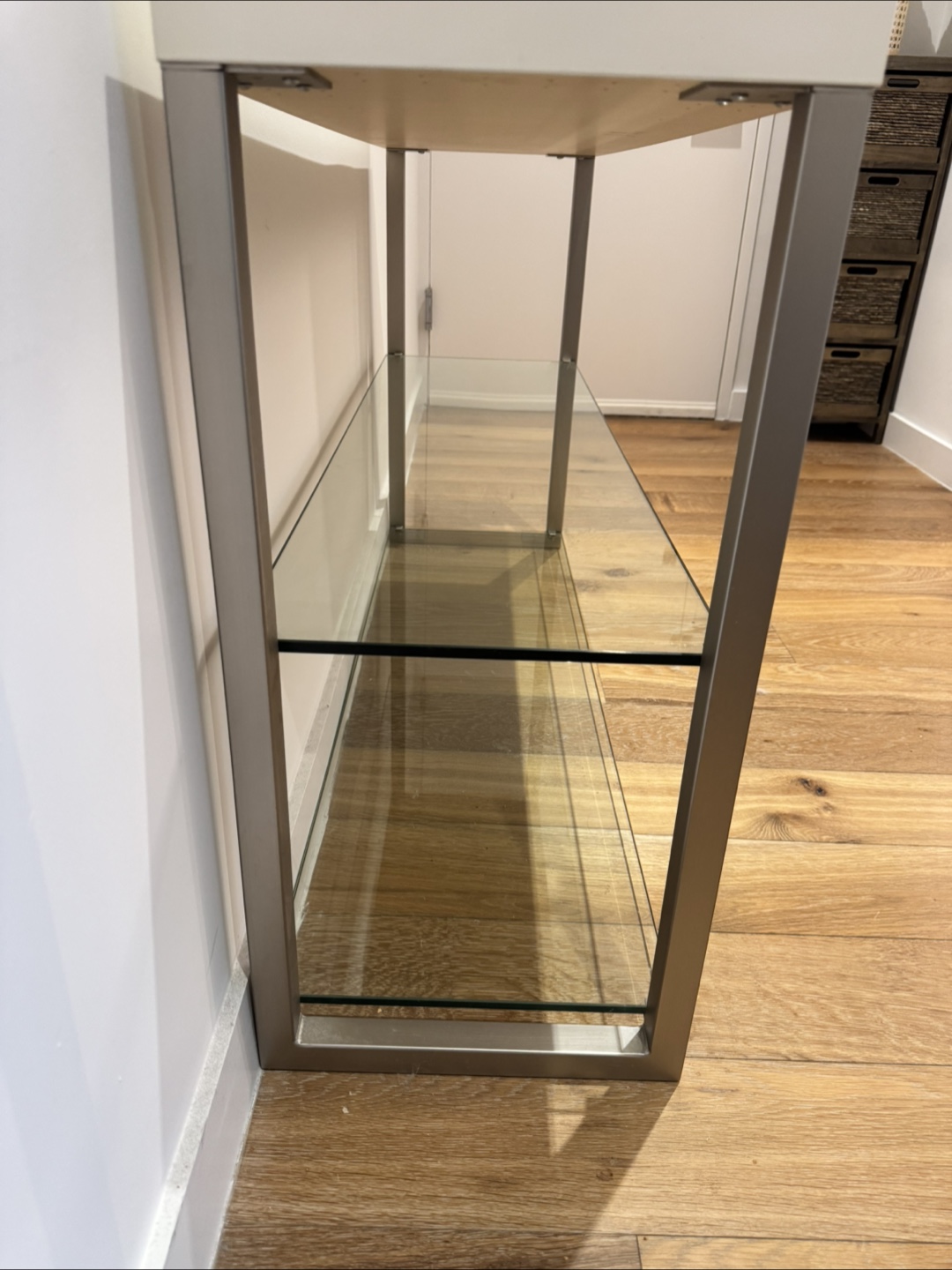 Modern Console Table - White Top with Glass Shelf - photo 3