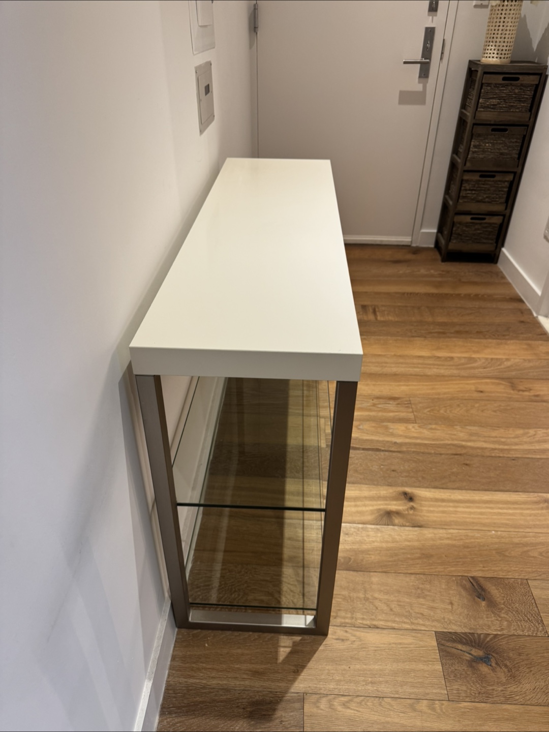 Modern Console Table - White Top with Glass Shelf - photo 2