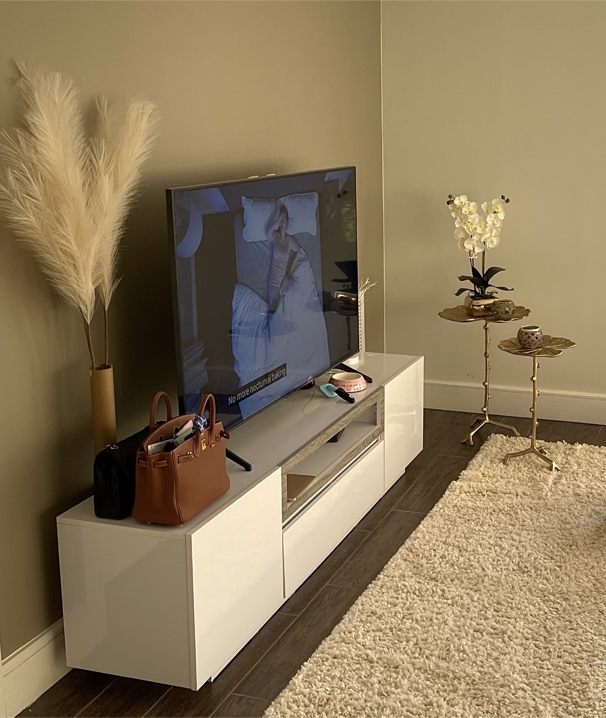 Modern White TV Stand with Drawers & Cabinets