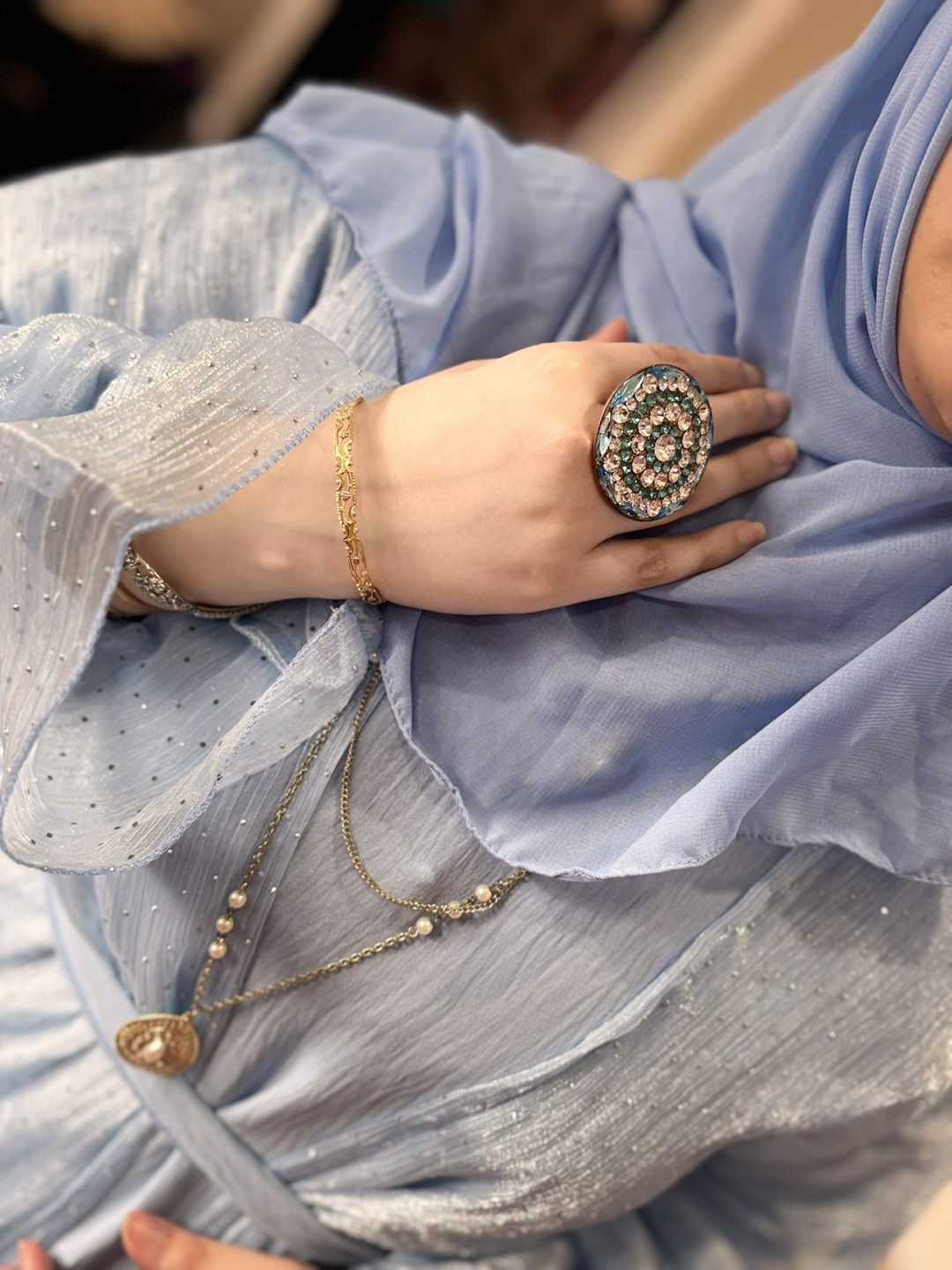 Elegant Blue Dress abaya