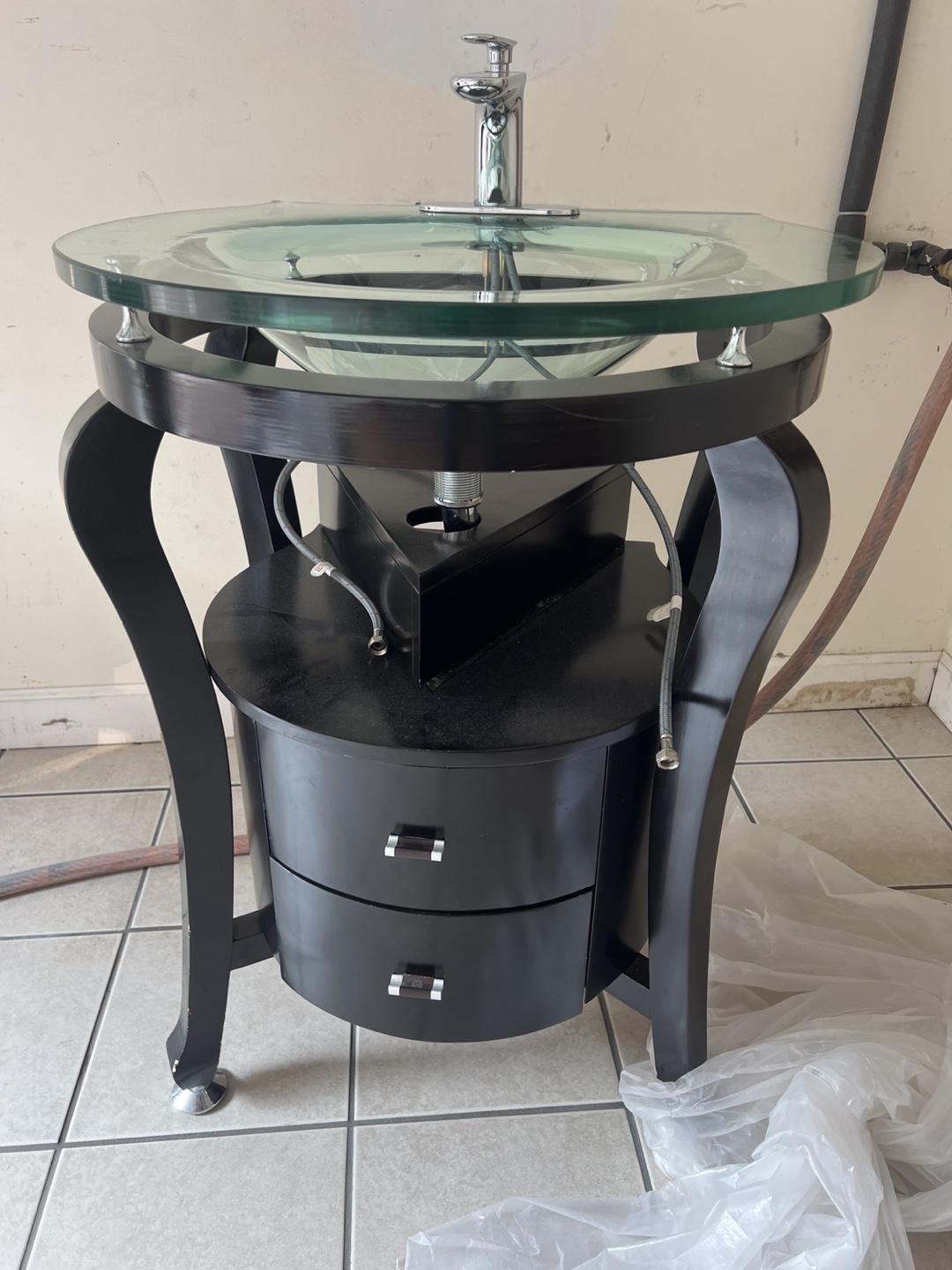 Modern Glass Top Vanity Sink