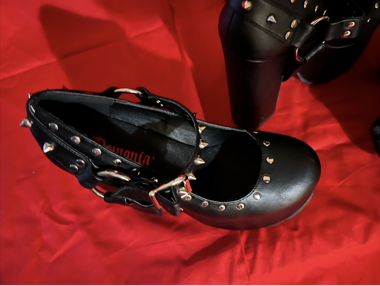 Platform Heels with Studs and Buckles - photo 2