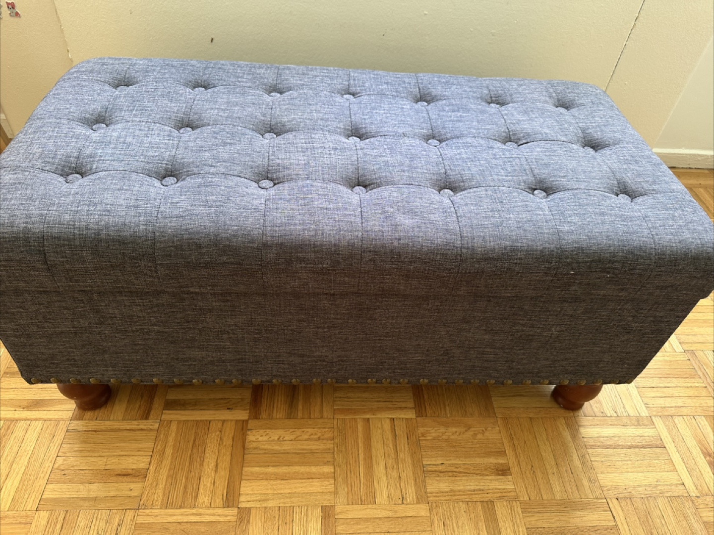 Tufted Fabric Storage Ottoman - photo 2