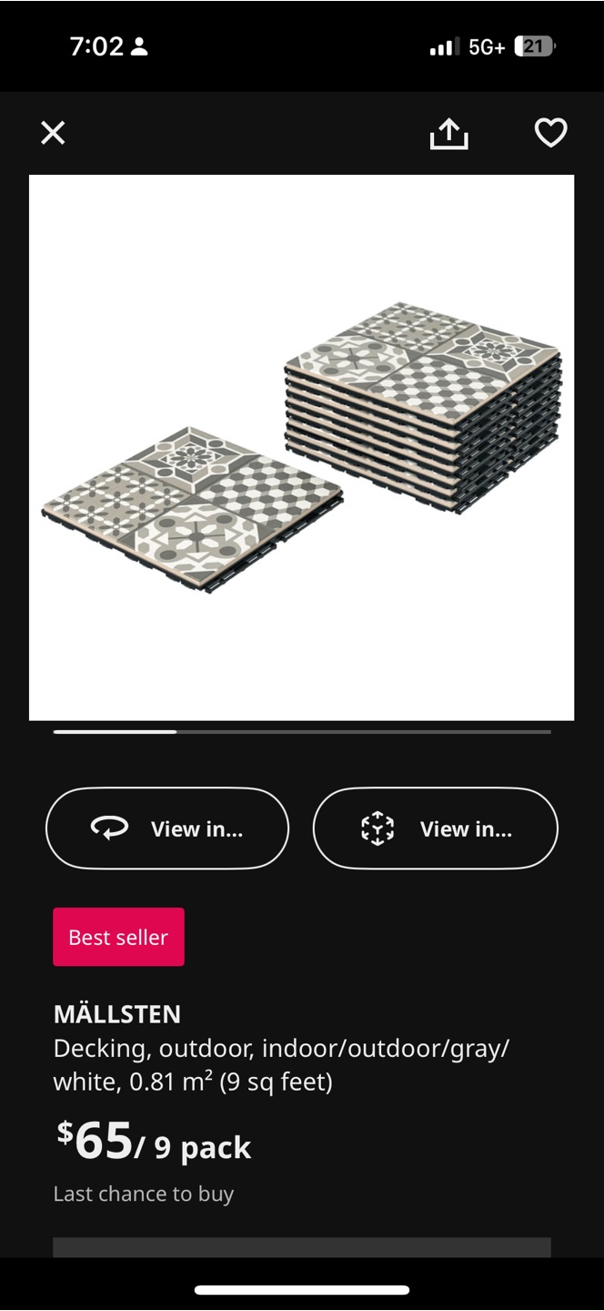 IKEA MÄLLSTEN DECKING TILES