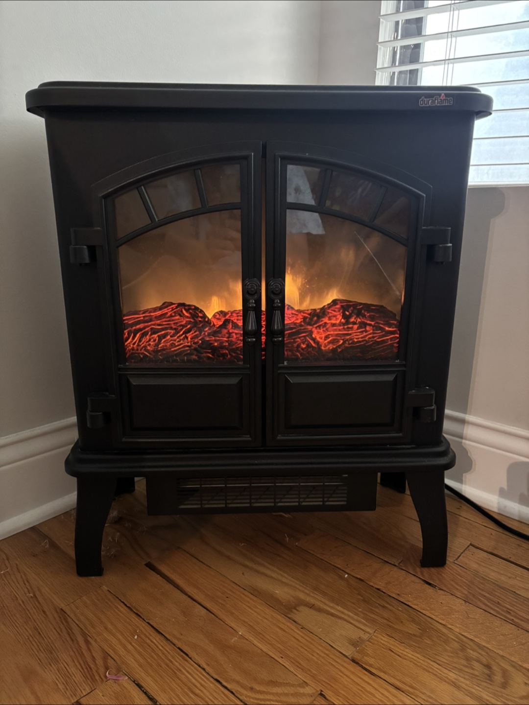 Duraflame Black Metal Electric Fireplace with Thermostat - photo 2