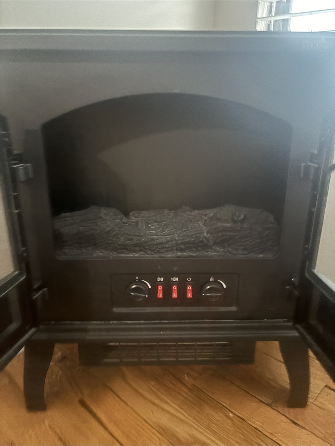 Duraflame Black Metal Electric Fireplace with Thermostat - photo 4