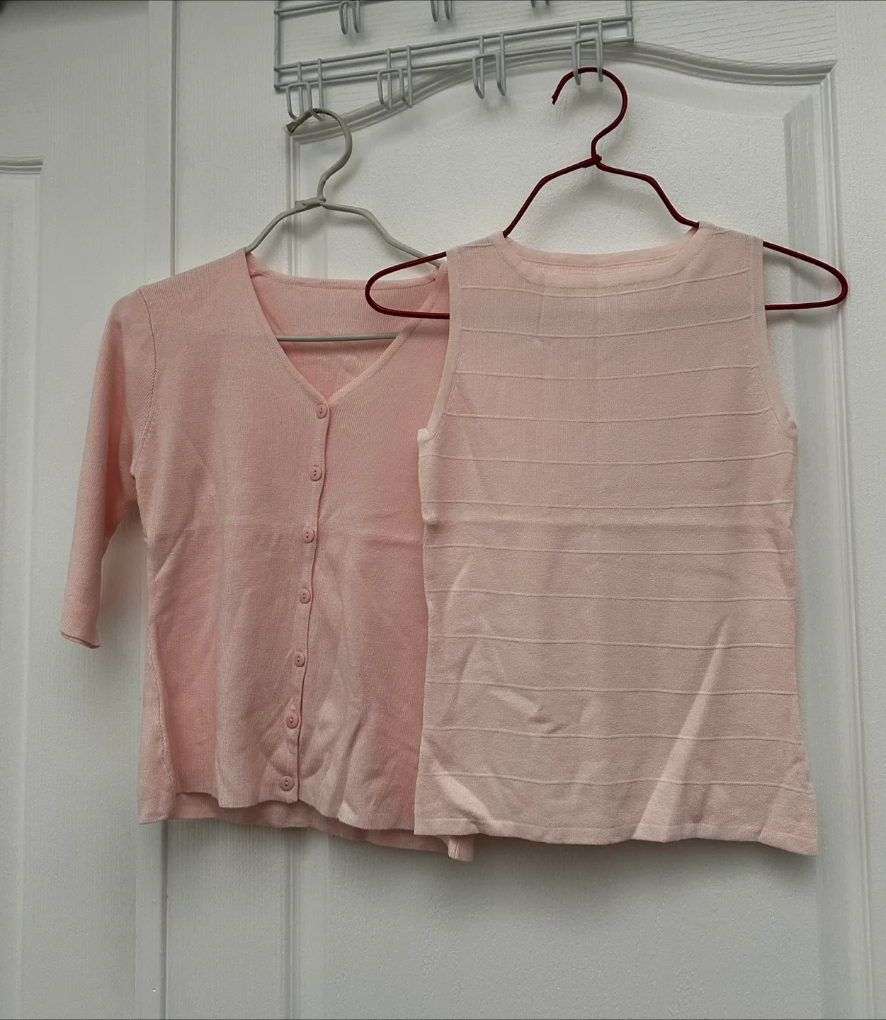 Pale Pink knitted Tank Top and Cardigan Set thumbnail