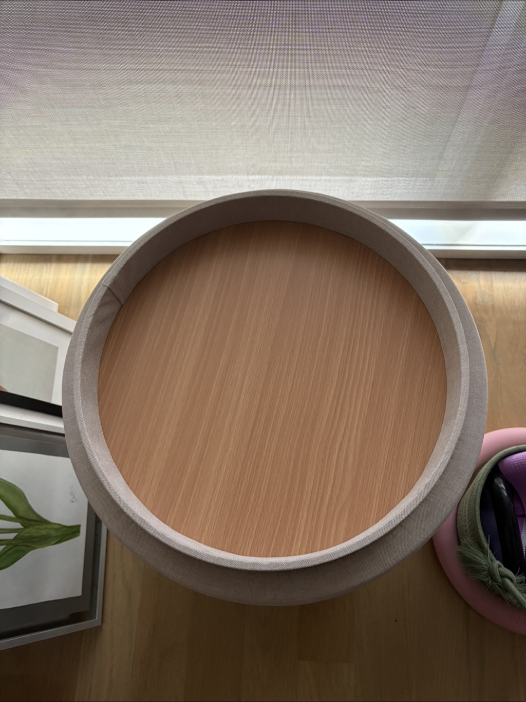 Beige Upholstered Ottoman with Storage - photo 4