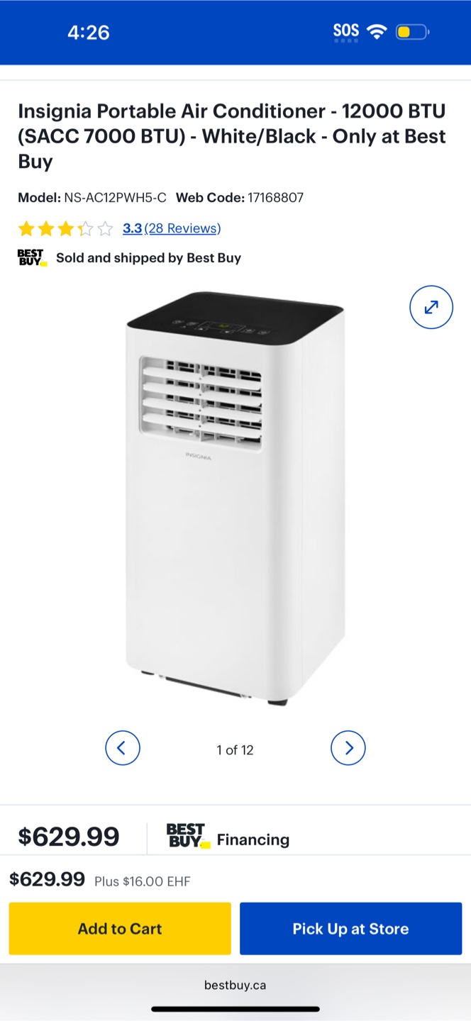 Insignia Portable Air Conditioner