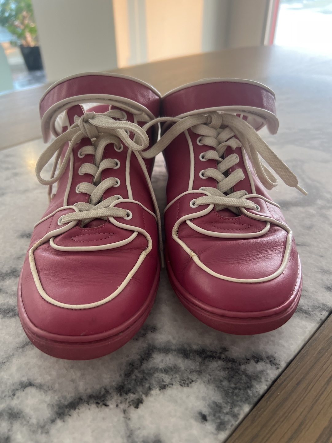 Louis Vuitton pink Leather High-Tops with White Trim