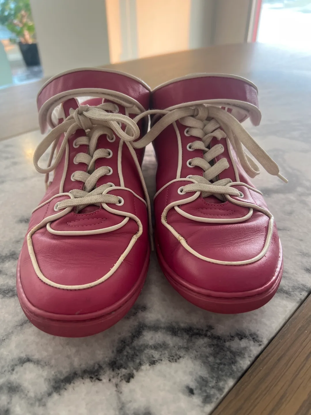 Louis Vuitton pink Leather High-Tops with White Trim thumbnail