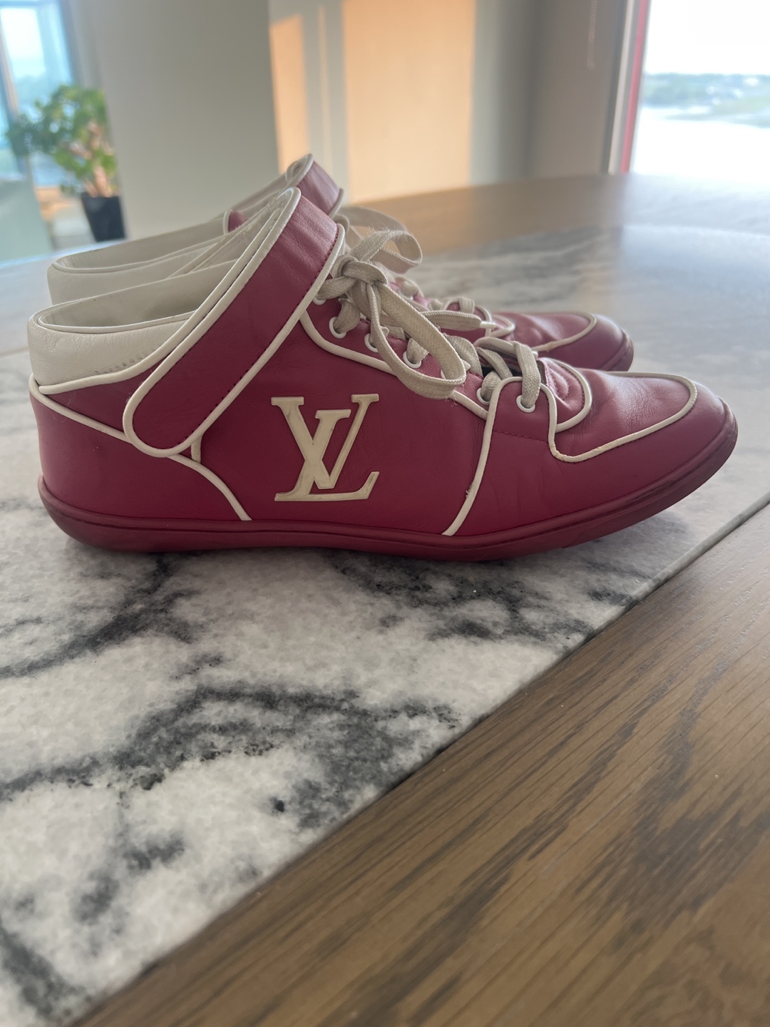 Louis Vuitton pink Leather High-Tops with White Trim - photo 2