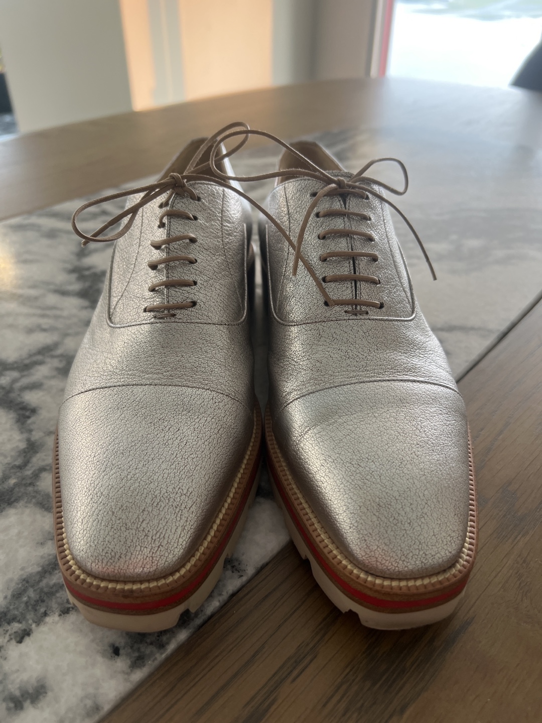 Christian Louboutin Silver Lace-up Shoes