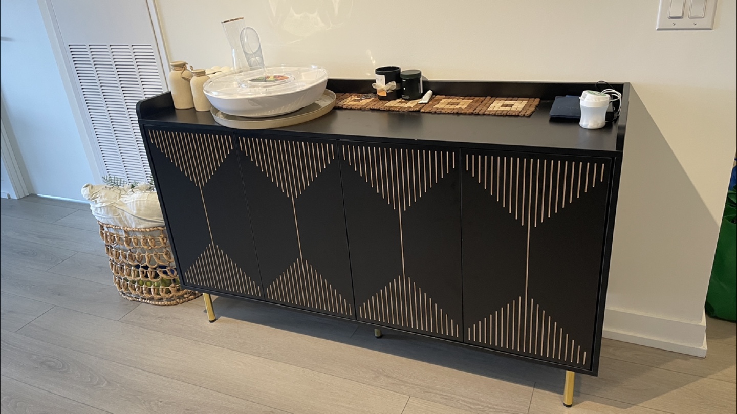 Black Sideboard with Gold Accents - photo 3
