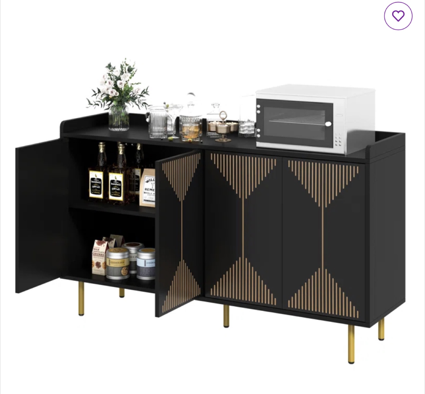 Black Sideboard with Gold Accents - photo 4