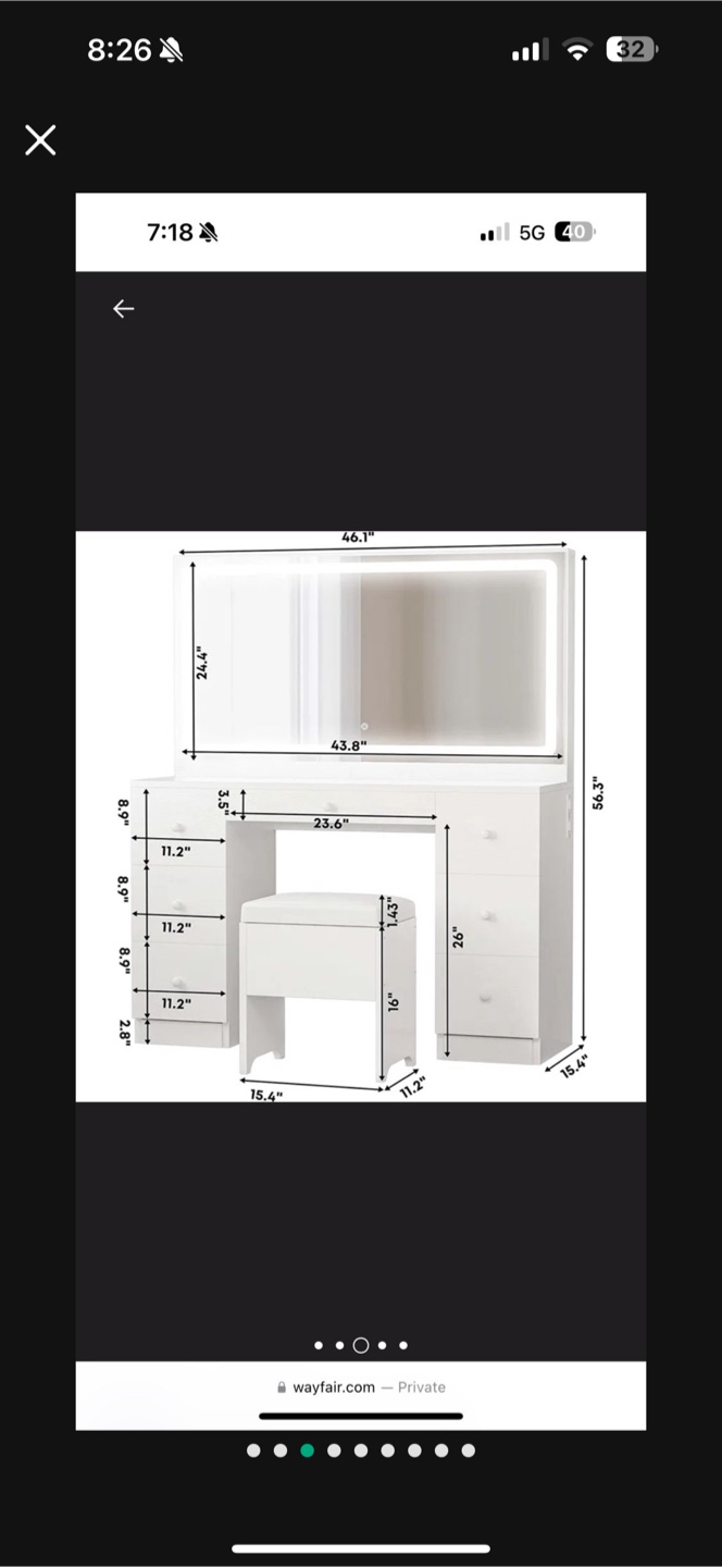 Vanity Set with LED Mirror - photo 3