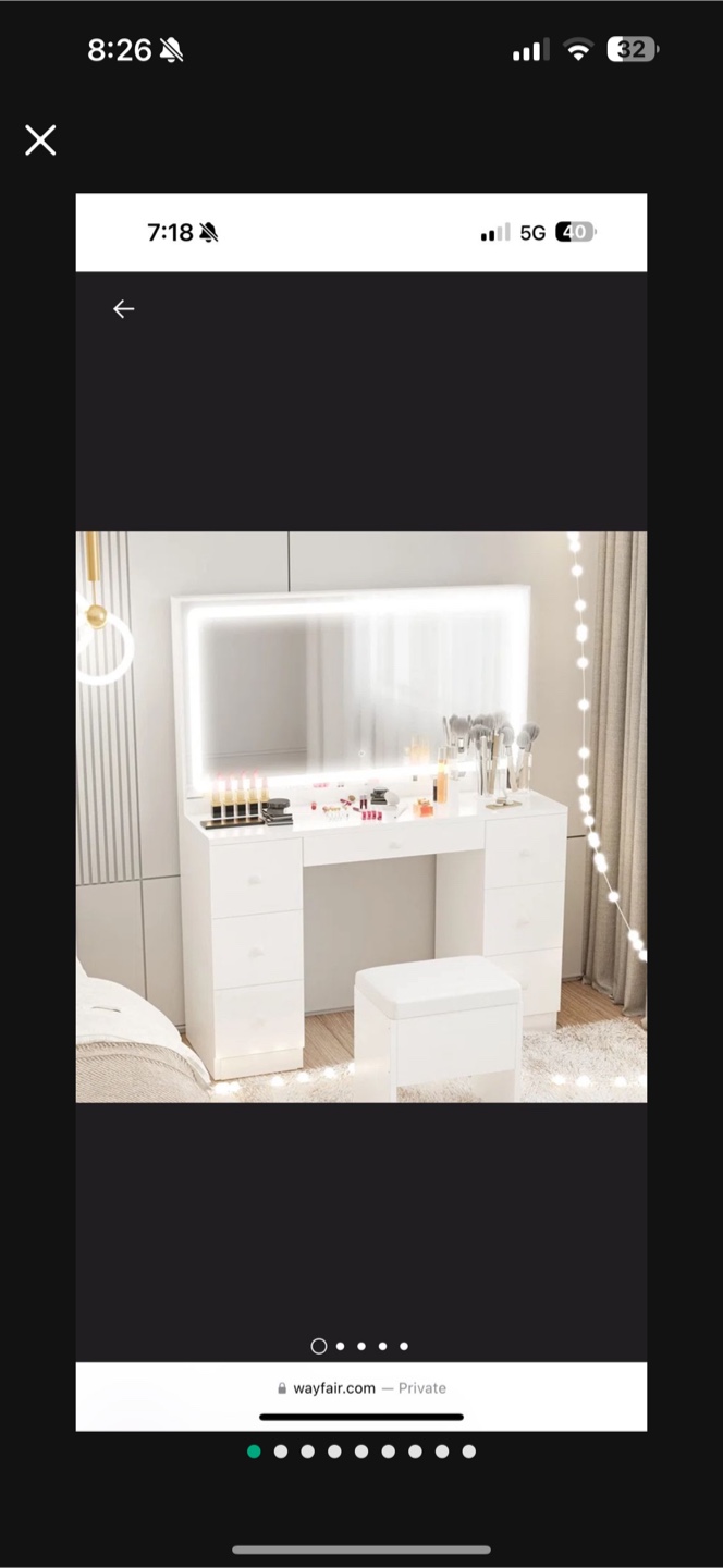 Vanity Set with LED Mirror