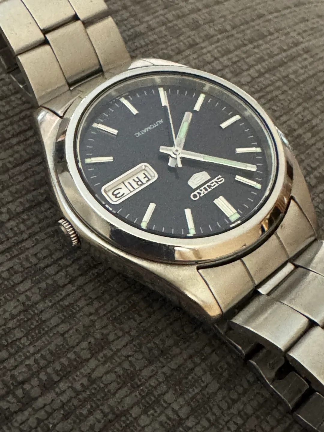 Seiko 5 SKX113 Vintage Blue Automatic Watch 37mm 7S26-0060 image indicator(5)