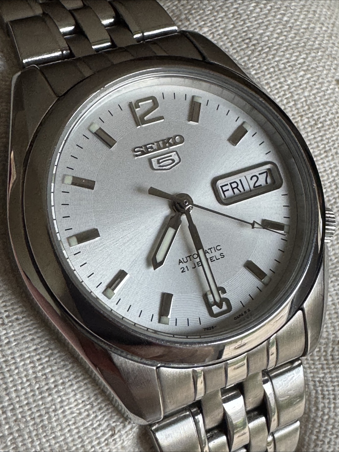 Seiko 5 SNK385 37mm Automatic Watch Silver 7S26-01V0