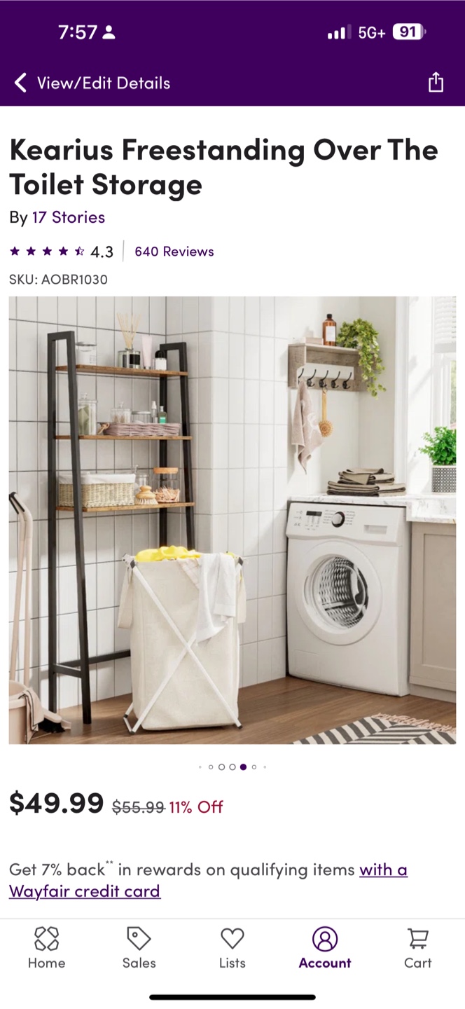 Kearius Freestanding Over The Toilet Storage