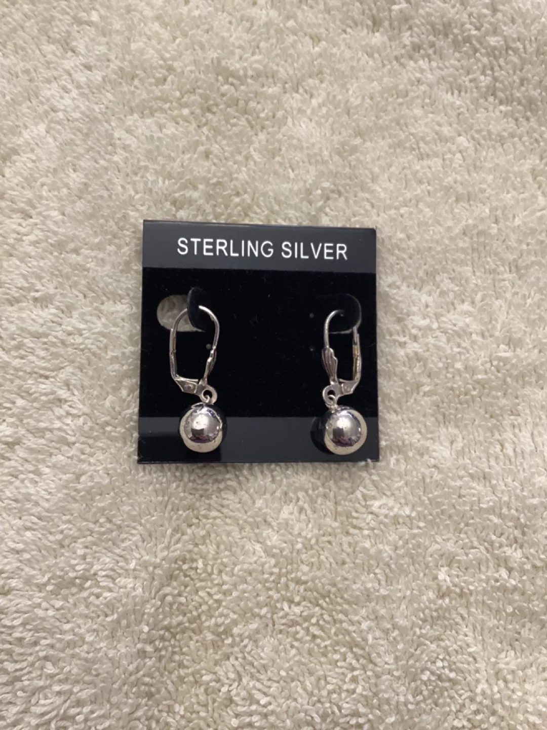 SILVER BALL DANGLE EARRINGS thumbnail