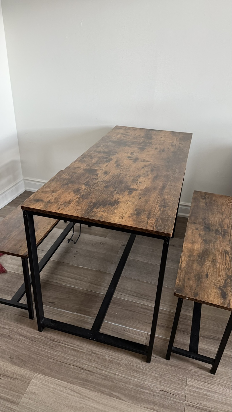 Dining Table Set with Bench and Wine Rack