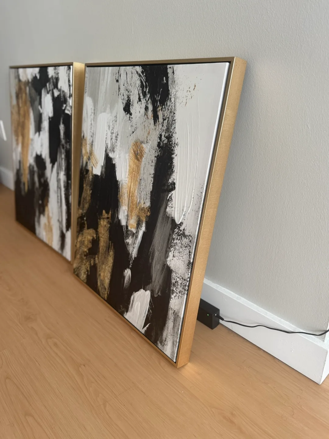 Modern 2-Piece Abstract Wall Art – Framed, Neutral Tones, Ready image indicator(3)