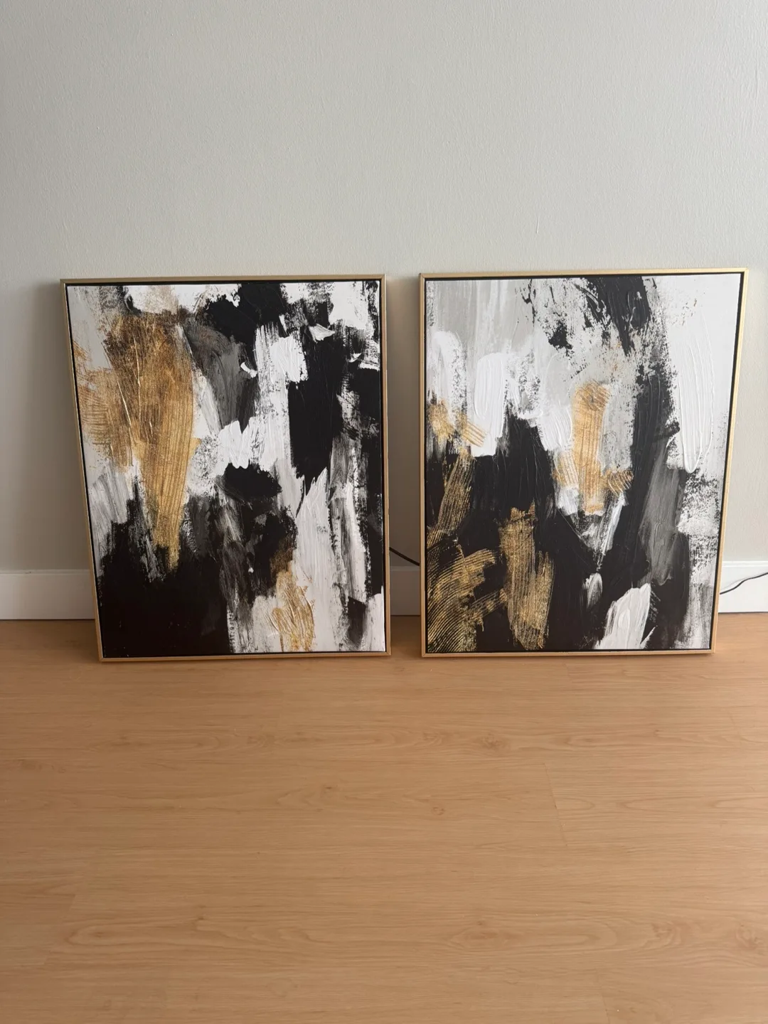 Modern 2-Piece Abstract Wall Art – Framed, Neutral Tones, Ready image indicator(2)