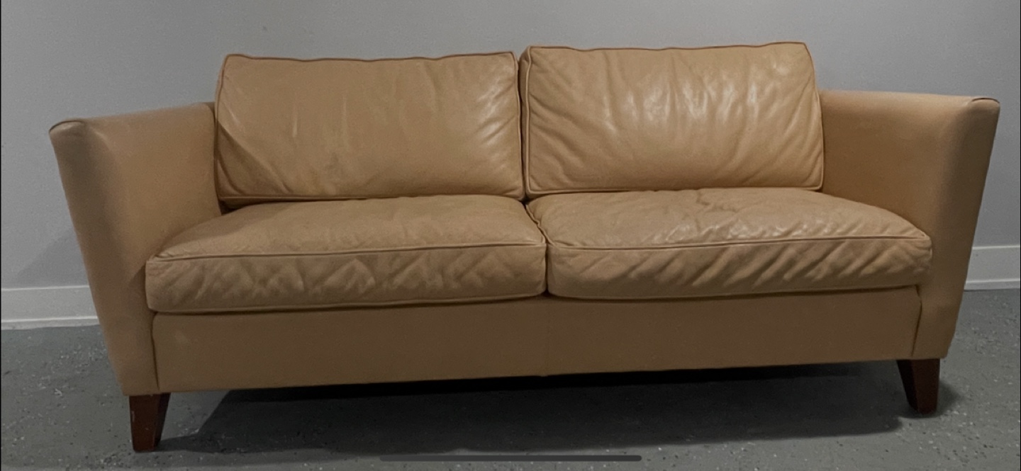 Beige Leather Couch - photo 2