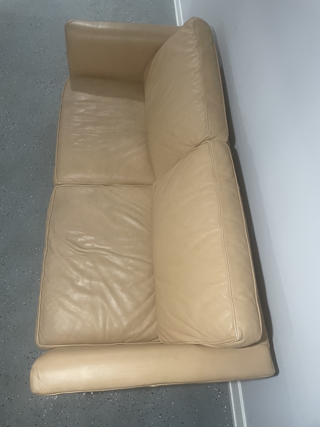 Beige Leather Couch - photo 3
