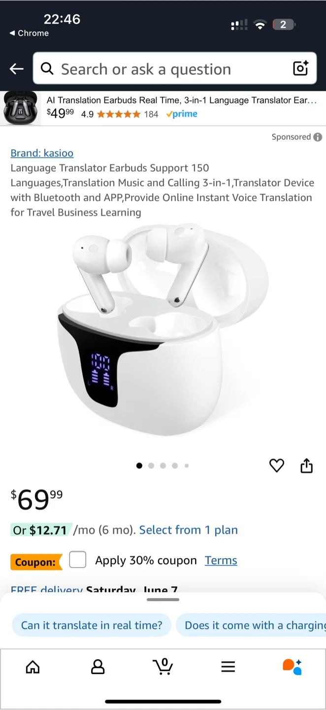 Language Translator Earbuds Support 150 image indicator(2)