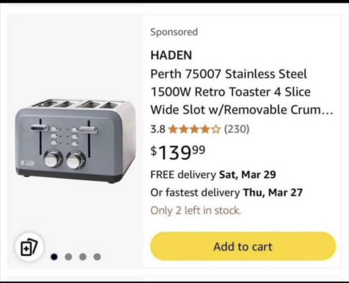 Haden perth 4 Slice Toaster