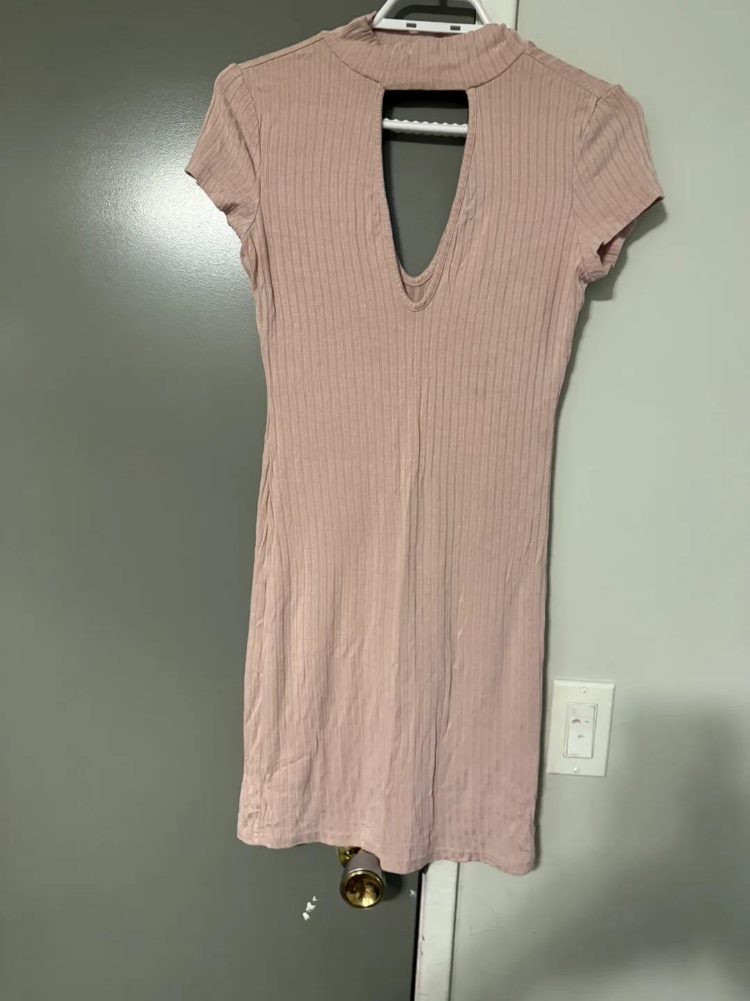 Ribbed Knit Dress with Keyhole Neck thumbnail