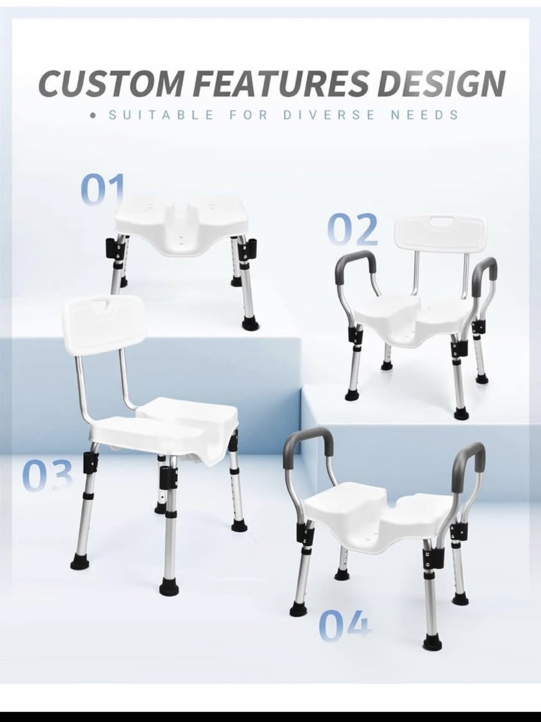 Shower Chair with Back and Arms - photo 4