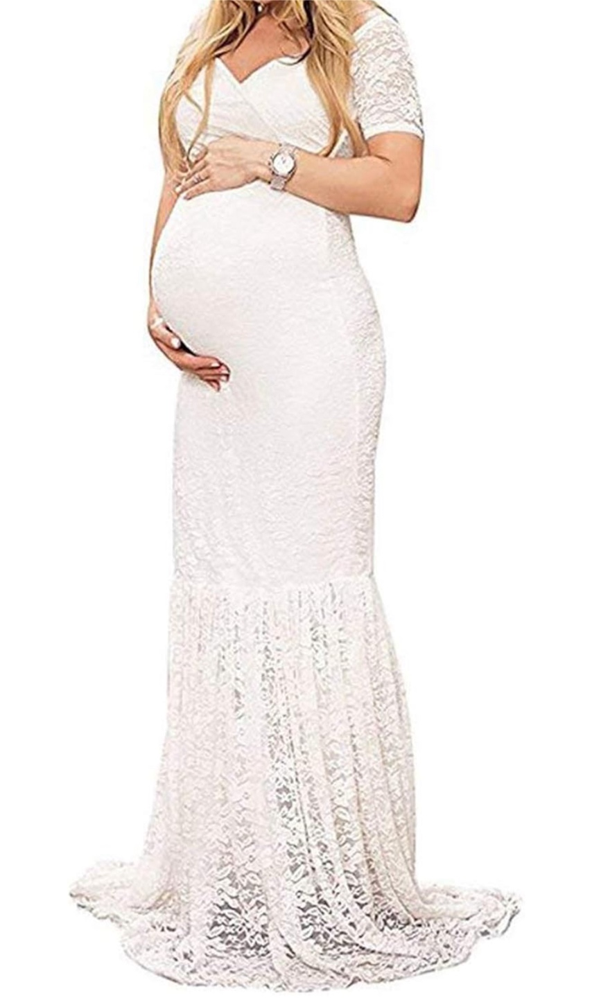 White Lace Maternity Dress - photo 2