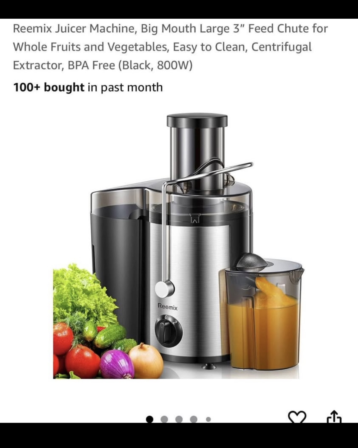 Reemix Juicer Machine, Big Mouth - photo 2
