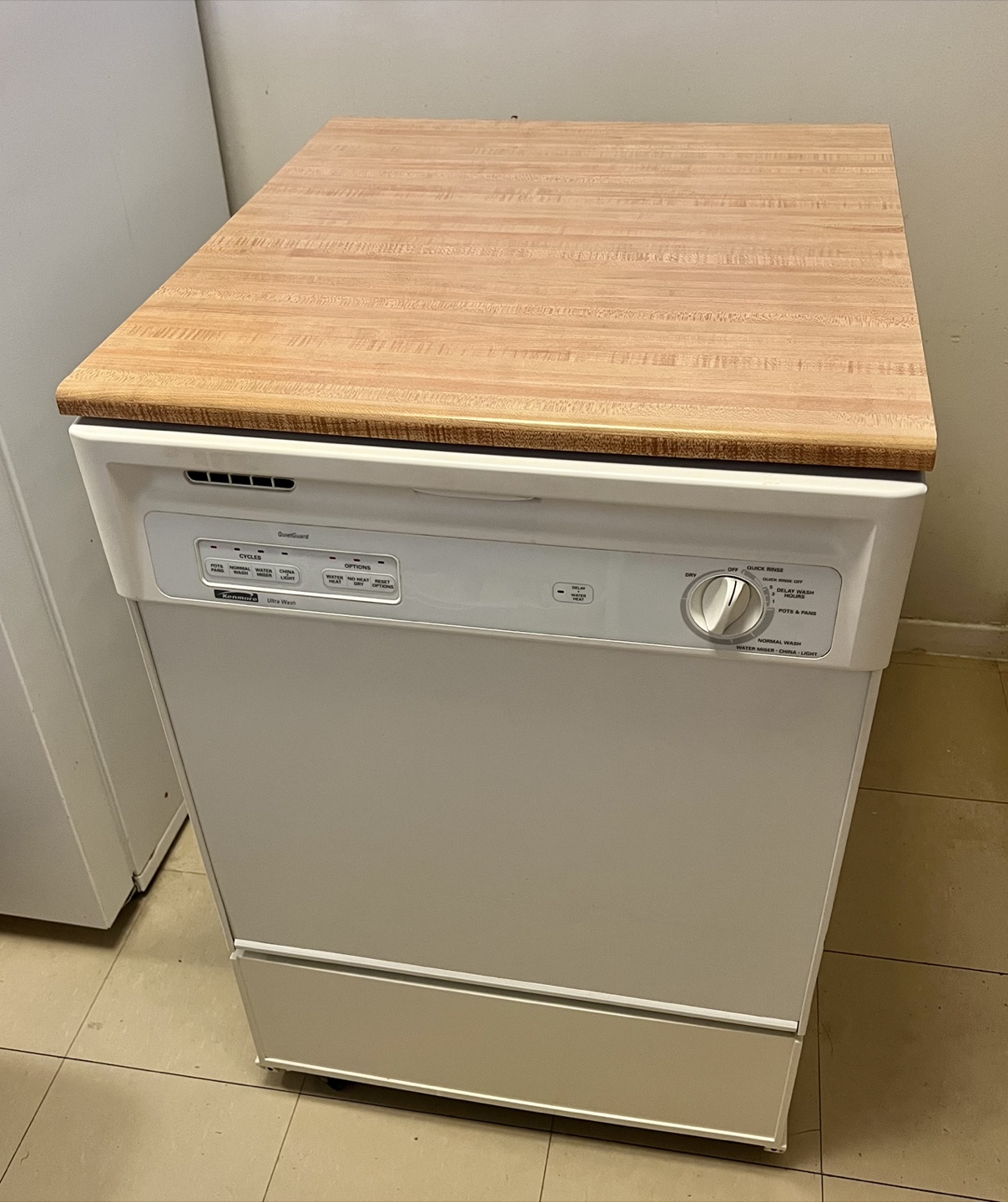 Portable Dishwasher With Wooden Counter Top