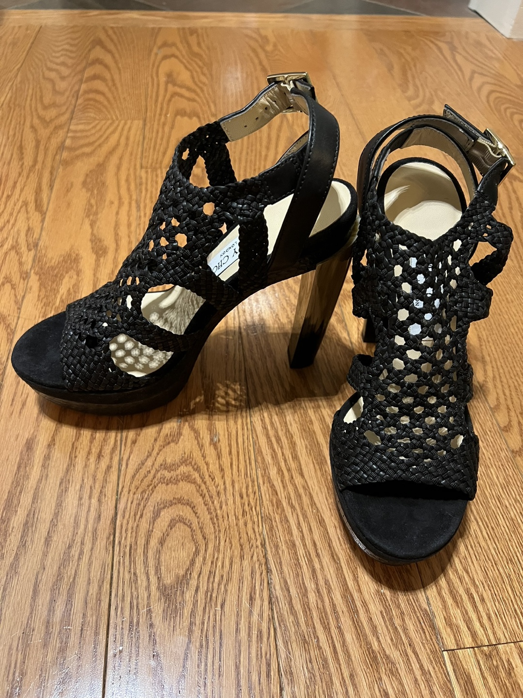 Jimmy Choo Black Woven High Heel Sandals - photo 2