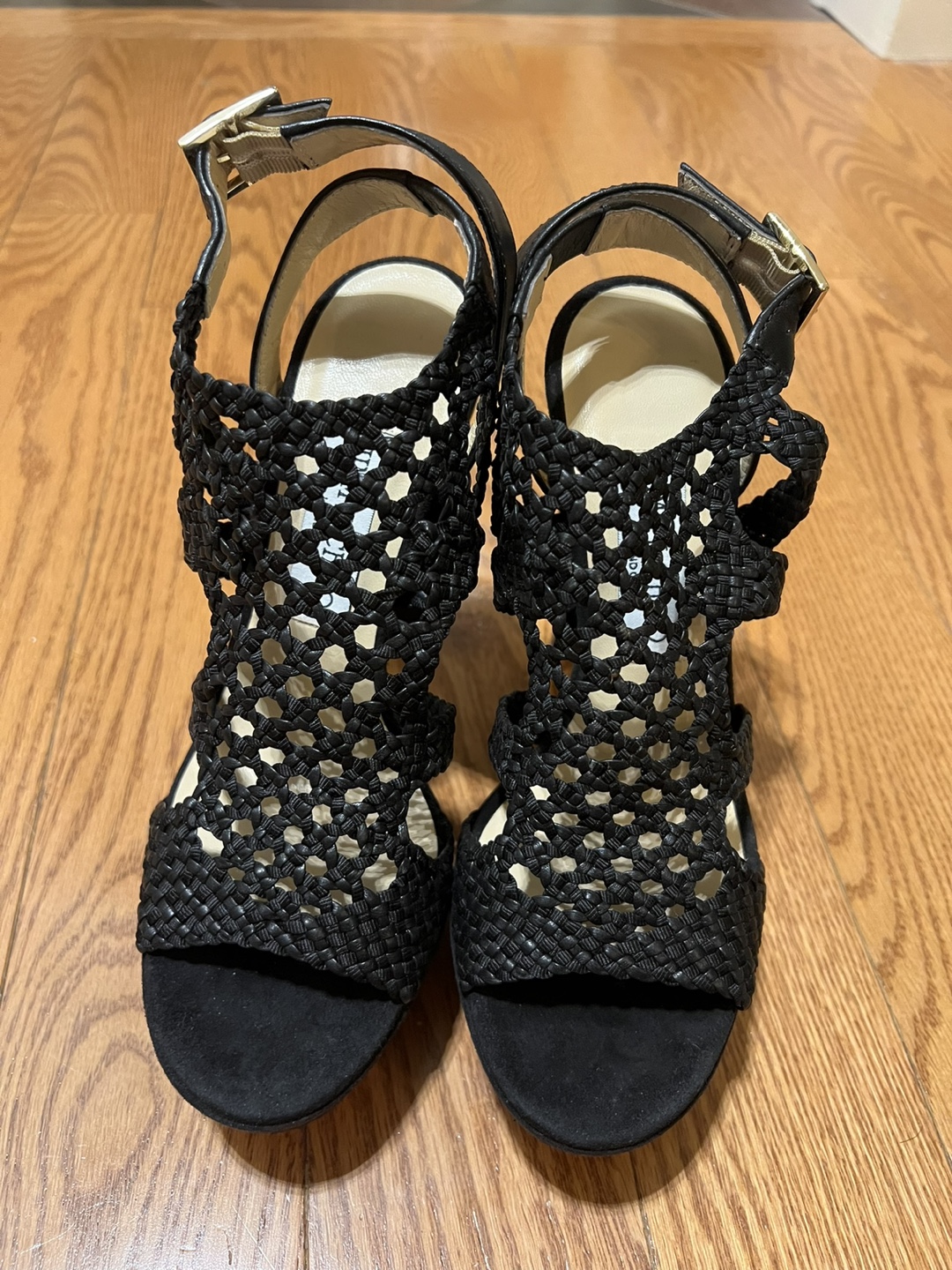 Jimmy Choo Black Woven High Heel Sandals