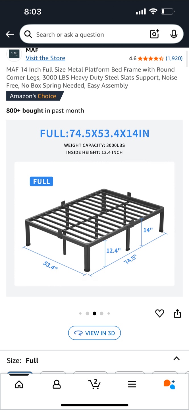 Full Size Metal Bed Frame
